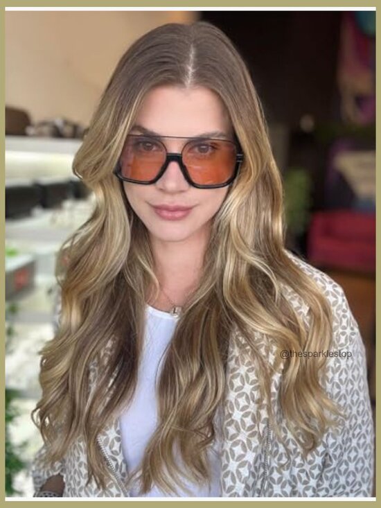 Square Oversized Aviator Sunglasses Retro Double Bridge UV Protection Shades main image 6